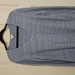 Pure Jill Linen Blend Tunic Top Long Sleeve Shirt Blue J. Jill Size Large